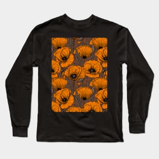 Orange poppy garden 3 Long Sleeve T-Shirt